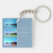 Square Blue Santa Monica Pier Collage Schlüsselanhänger (Rückseite)
