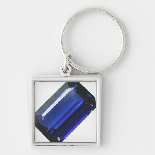 Square Blue Sapphire Schlüsselanhänger (Vorne)