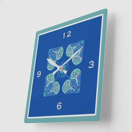 Square Blue Tile Pattern Wall Uhr (Winkel)