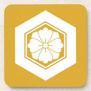 Square Blume mit Schwertern in Tortoiseshell Getränkeuntersetzer