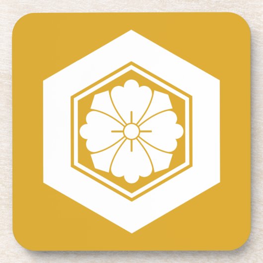 Square Blume mit Schwertern in Tortoiseshell Getränkeuntersetzer (Vorderseite)