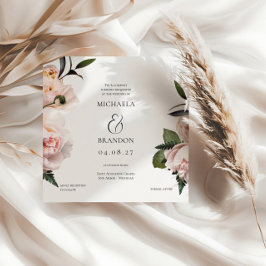 Square Blush Bloral Bridal Dusche Einladung