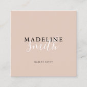 Square Boho Beige Script QR code Quadratische Visitenkarte (Vorderseite)