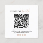 Square Boho Beige Script QR code Quadratische Visitenkarte (Rückseite)