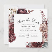 Square Boho Floral Save the Date Card - Beige Rück (Vorderseite)
