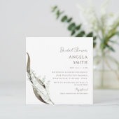 Square Botanical Brown Accent Brautparty Einladung (Stehend Vorderseite)