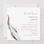 Square Botanical Brown Accent Brautparty Einladung (Vorderseite)
