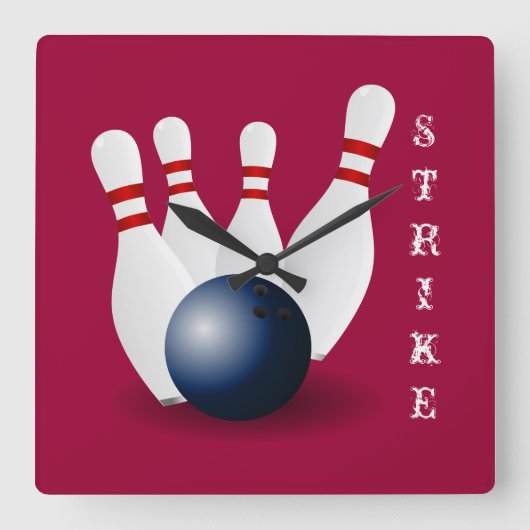 Square Bowling Button Uhr (Vorderseite)