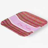 Square Bright Pink Floral Gemustert Pappteller (Gewinkelt)