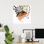 Square Brown Basketball Ball & Net Print Poster (Heimbüro)