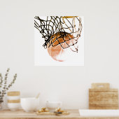 Square Brown Basketball Ball & Net Print Poster (Küche)