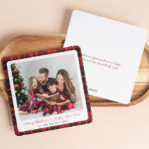 Square Buffalo Kariert Family Foto Weihnachtskarte