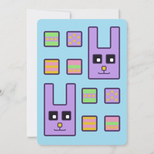 Square Bunny Ostereier Eizelljagd Einladung (Rückseite)