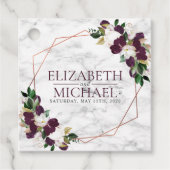 Square Burgundy Copper Geometric Marble Wedding Geschenkanhänger (Vorderseite)