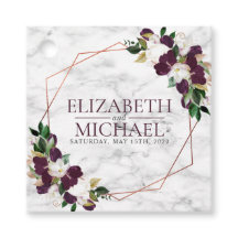 Square Burgundy Copper Geometric Marble Wedding