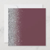 Square Burgundy Silver Glitzer Save the Date Ankündigung (Rückseite)