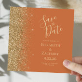 Square Burnt Orange Gold Glitzer Save the Date Ankündigung