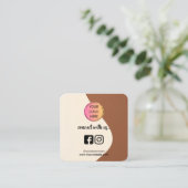 Square Business Card – Coffee Tone QR Design Telefonnummerkarte (Stehend Vorderseite)