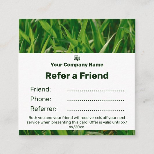 Square Business Promo - Lawn Care Friend Empfehlungskarte (Vorderseite)