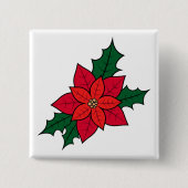 Square Button Button mit Weihnachts-Rot-Poinsettia (Vorderseite)