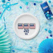 Square Button mit USA Flag, 4. Juli Paper Tellers Pappteller (Party)