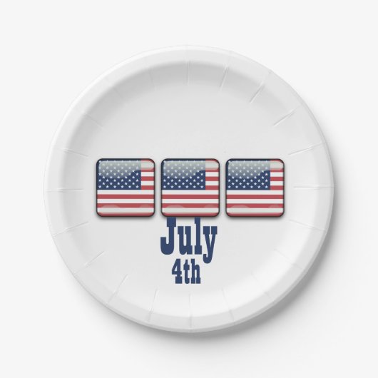 Square Button mit USA Flag, 4. Juli Paper Tellers Pappteller (Vorderseite)