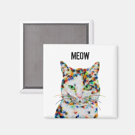 Square Cat Meow Magnet (Vorderseite/Rückseite)