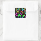 SQUARE CAT SATIVA QUADRATISCHER AUFKLEBER (Tasche)