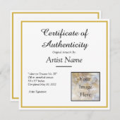 Square Certificate of Authenticity Art Foto Einladung (Vorne/Hinten)