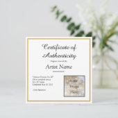 Square Certificate of Authenticity Art Foto Einladung (Stehend Vorderseite)