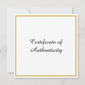 Square Certificate of Authenticity Art Foto Einladung (Rückseite)