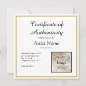 Square Certificate of Authenticity Art Foto Einladung (Vorderseite)