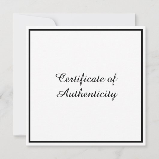Square Certificate of Authenticity Template Foto Einladung (Rückseite)