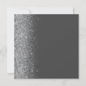Square Charcoal Gray Silver Glitzer Save the Date Ankündigung (Rückseite)