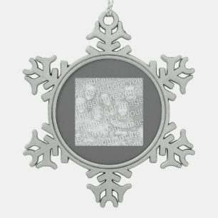 Square Charcoole Border Foto Schneeflocken Zinn-Ornament