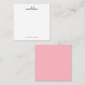 Square Chic Blush Pink mit schwarzem kalligraphisc Mitteilungskarte (Vorne/Hinten)