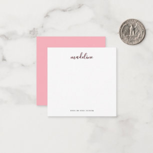 Square Chic Blush Pink mit schwarzem kalligraphisc Mitteilungskarte