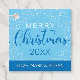 Square Christmas Tag (blau) Geschenkanhänger