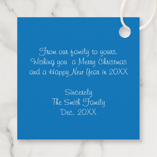 Square Christmas Tag (blau) Geschenkanhänger (Rückseite)