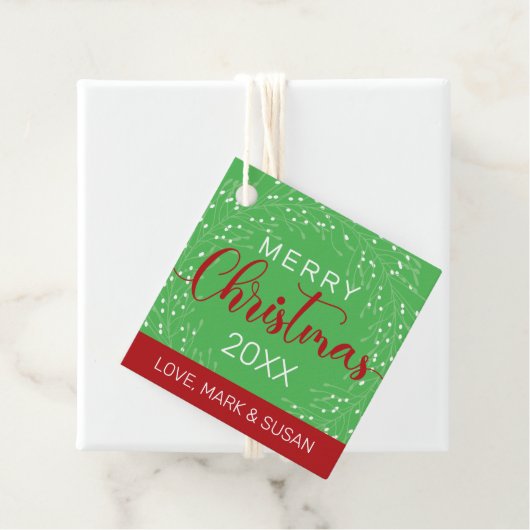 Square Christmas Tag (grün) Geschenkanhänger (Beispiel)