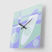 Square Clock Abstrakt Surfbrett Pastel Lila Grün Quadratische Wanduhr (Winkel)