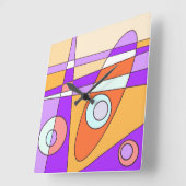 Square Clock Abstrakt Surfen Lila Orange Quadratische Wanduhr (Winkel)