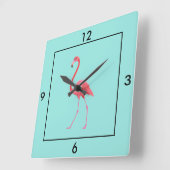 Square Clock-Flamingo Square Wall Clock Quadratische Wanduhr (Winkel)