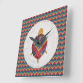 Square Clock mit Turtle Star Zickzack Design Quadratische Wanduhr (Winkel)