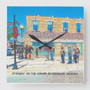 SQUARE CLOCK OF THE CORNER IN WINSLOW ARIZONA QUADRATISCHE WANDUHR