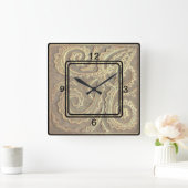 Square Clock Tan Fern Fliesenbild Quadratische Wanduhr (Zuhause)
