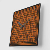Square Clock: Welsh TapestPattern: Terracotta Quadratische Wanduhr (Winkel)
