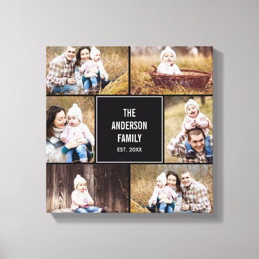 Square Collage Custom Foto Wrapped Canvas Leinwanddruck (Vorderseite)