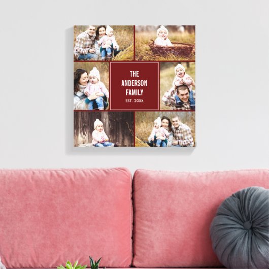 Square Collage Custom Foto Wrapped Canvas Leinwanddruck (Insitu (Wohnzimmer))