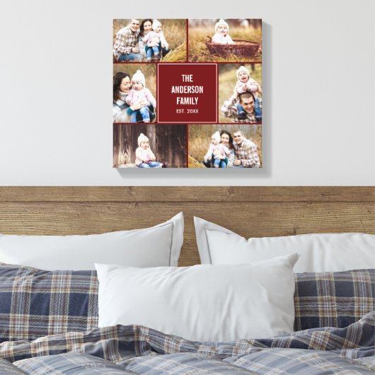 Square Collage Custom Foto Wrapped Canvas Leinwanddruck (Insitu (Schlafzimmer))
